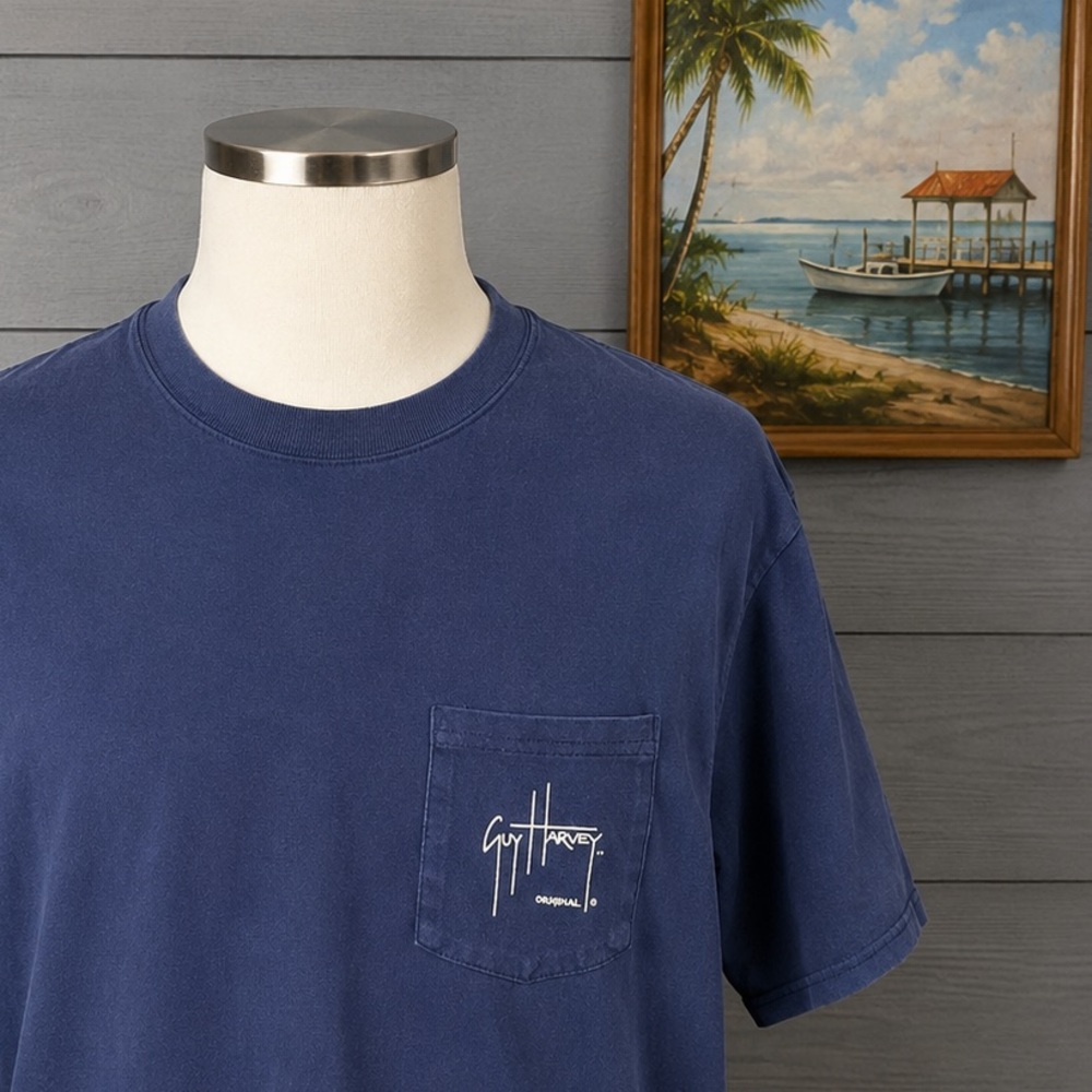Guy Harvey x AFTCO FUC Marlin Print Bluewater 100% Cotton Pocket Tee